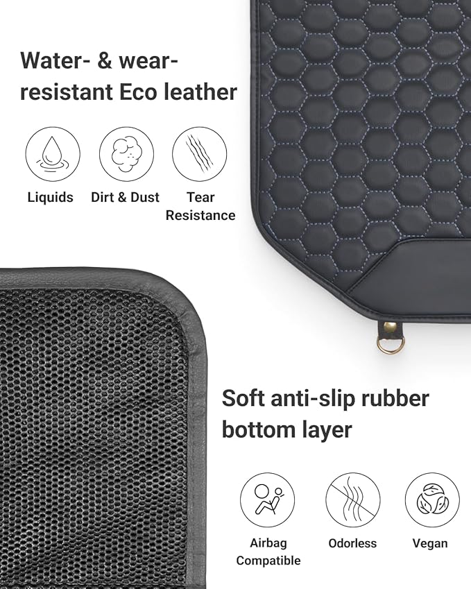 Owleys Set Seat Back Organizer & Car Seat Protector Hexy Waterproof & Non-Slip Protector for Child Car Cushion for Leather and Fabric Seats (Black 2pcs)
