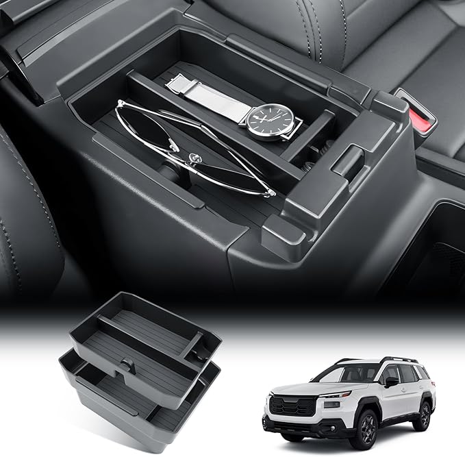 BIBIBO 2Packs for 2026 Subaru Outback Center Console Organizer 2026 Subaru Outback(Premium,Limited,Touring,Wilderness,Limited XT,Touring XT) Console Tray 2026 Outback Console Insert Tray-Double Layers