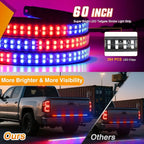Nilight 60 Inch Emergency Strobe Light Strips with Controller, 384LED Flashing Warning Hazard Safety Rear Window Tailgate Lights for Truck Trailer Construction Plow Pickup Tow SUV Vehicles, Red Blue
