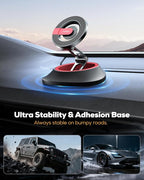 Nulaxy 2026 Upgraded Magsafe Car Mount for Dashboard, [Ultra-Stable & Strong] Car Phone Holder, [Foldable Three-axis] Magnetic Phone Holders for Your Car Compatible with iPhone 17 Pro Max, Red