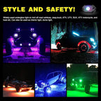 Nilight RGB LED Rock Lights Kit 8 pods Underglow Neon Multicolor with Bluetooth App Control Music Mode IP68 Exterior Wheel Well Party Lamp for ATV UTV Golf Cart Truck Boat RV