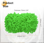 HARFINGTON Car Wash Sponge 9.1" x 4.7" Chenille Microfiber Mitt Scratch-Free Absorbent Scour Scrubber Cleaning Sponge for Washing Detailing on Cars, Trucks, SUV, Boats, RVs, Green