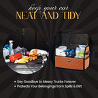 Leather Trunk Organizer with Lid for Suv and more, Foldable Car Organizer, Car Organizers and Storage with Pockets, Non-Slip Design