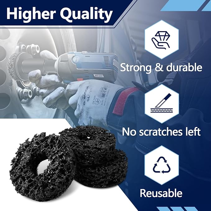 6PCS Wheel Hub Cleaning Pads, 2" Durable Nylon Web Pads, Wheel Stud Cleaner Pads