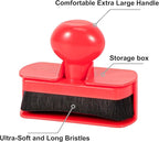 Large Tire Shine Applicator Brush,Vegan Tire Shine Applicator with Curved Brush Head - Automotive Tire Dressing Applicator Brush with Storage Stand for Tire Detailing, 3.6 Inch Length (Red)
