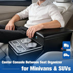 Center Console Organizer for Minivans, SUVs & Middle Van Seats - Floor-Mounted Lockable Storage Box with Dual Cup Holders, Ideal for Vehicle Interior
