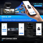 4K Dash Cam with WiFi & APP Control, 4K Front and 2.5K Rear, Dash Camera with ADAS,G-Sensor, 24 Hours Parking Mode, Loop Recording, Night Vision