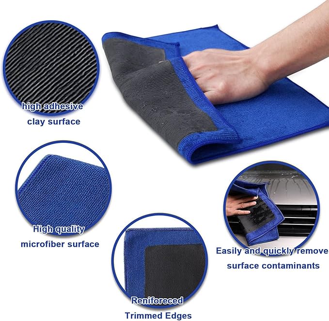 Clay Towel 2 Pack Auto Detailing 12"x12" Chamois for Car Fine Grade Microfiber Clay Bar Alternative