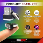 ICBEAMER USB Interface Miniature Night Light 1-Pack (Pink Purple) | Universal Plug-in LED for Car Interior and Trunk Ambient Atmosphere