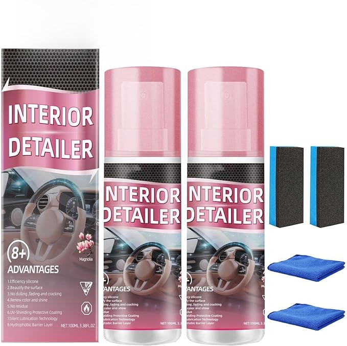 2PCS Polishing Cleaner Car Interior, 2026 Upgrade Car Interior Cleaner Spray, All Purpose Car Interior Detailer Cleaner for Dashboards, Seats, Leather, Plastic