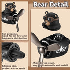 Cartoon Bear Car Air Fresheners 2 Pack Pilot Black Automotive Air Outlet Fan Cool Cute Air Freshener for Car Creative Car Perfume Decoration for Vehicle Vent Scent Clip Diffuser Ornament Accessories