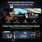 ATOTOZONE X10 12.5" QLED Floating Display Android Car Stereo, Single/Double-DIN, Dual-Cam DVR, AI Vision, Re-Mote LiveView, 7.1.2 Audio, 4V RCA, HDMI in, ADS Protocol, 8G+128G, 4G LTE, Parking Guard