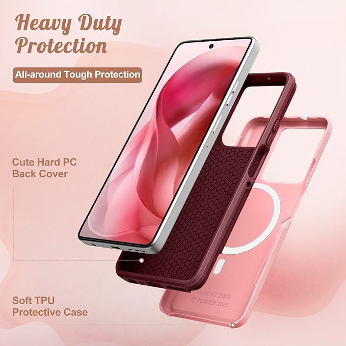 LISEVOfor Moto G Power 2025 Case - for Motorola Moto G Play 2025 Case Compatible with MagSafe Women Cute Girls Magnetic Protective Phone Cover Girly Kawaii Unique Pretty Heavy Duty Shockproof