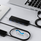 Aceele USB Hub 3.0 Splitter with 4ft Extension Long Cable Cord, 4-Port Ultra-Slim Multiport Expander for Desktop Computer PC, Laptop, Chromebook, Mac mini, iMac, PS4, Flash Drive Data and More