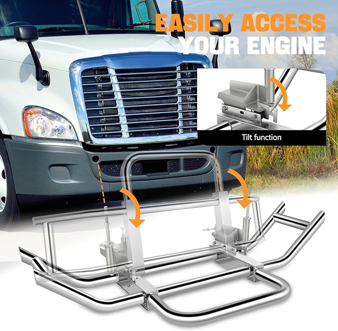 Auto Dynasty Front Bumper Brush Bull Bar Deer Guard Compatible with 2008-2017 Freightliner Cascadia, 3mm Thick Iron Tubing, Polished Chrome
