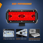 Nilight 6.5 Inch LED Light Pod Red Triple Row 2PCS 120W Flood Spot Combo Driving Fog Fishing Hunting Emergency Safety Signal Deck Trailer Lighting for UTV Pick-up Van Boat Tractor