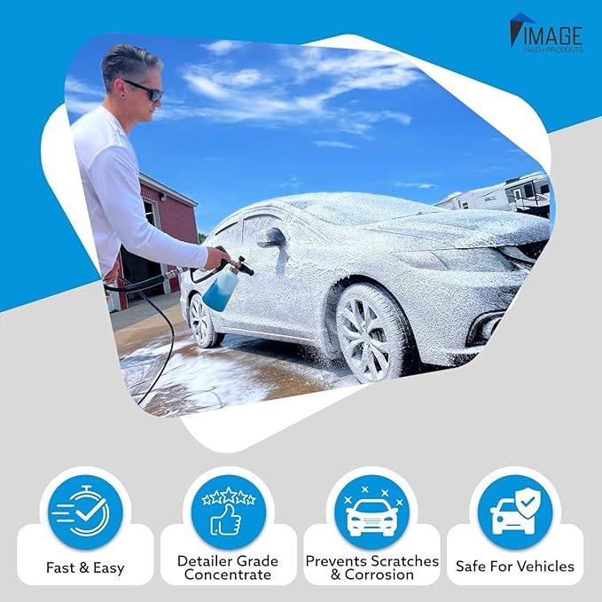 Image Wash Products Wax Replacement (Foamable) - Protectant forTrucks/RV's/Cars/Boats/Trailers/Equipment. Foam On/Rinse Off (128 Fl Oz)