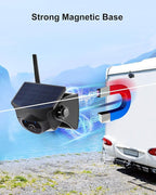 1080P Solar Wireless Backup Camera - Magnetic Hitch Rear Front Camera with Night Vision, 365-Day Standby, Waterproof, Rechargeable Battery for Horse Trailer RV Truck Car for Phone Pad Android