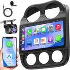 8 Core +64GB Car Radio for Jeep Compass Patriot 2010-2016,10.2 Inch QLED Touchscreen with Carplay&Android Auto,Support Bluetooth,Back-up Camera,FM Radio,SWC,GPS Navigation