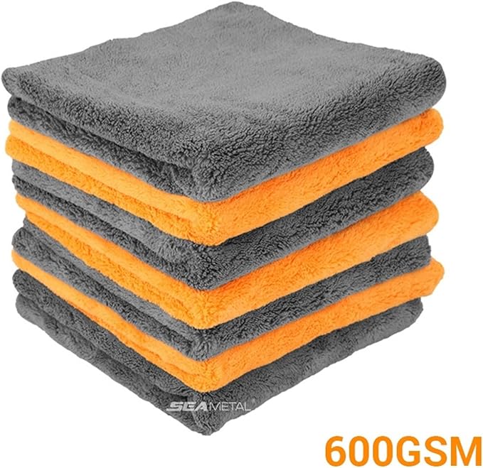 40X40cm Microfiber Towel for Car Washing and Detailing, Thickened Drying and Cleaning Cloth(Orange 3pcs)
