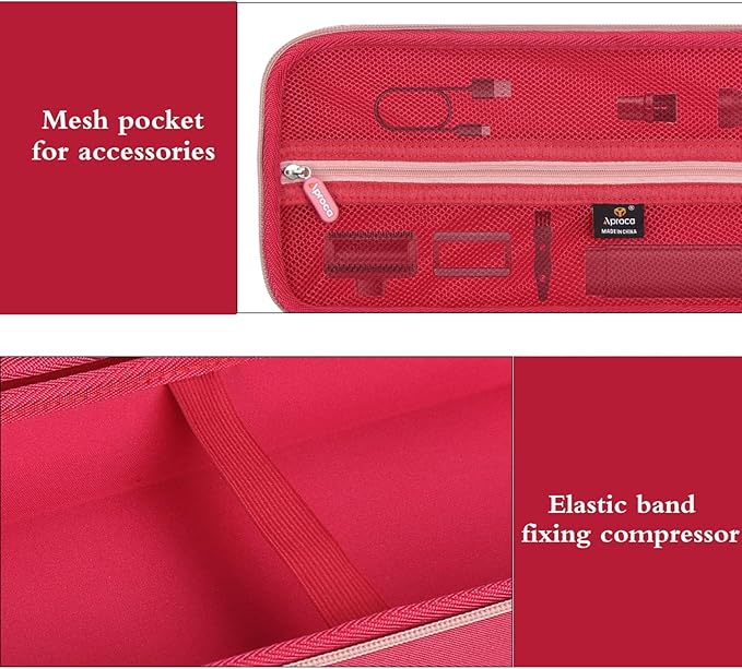 Aproca Storage Case Compatible with Fanttik Slim V8 Apex / V8 Mate / V10 Apex / V10 Mate Cordless Car Vacuum, Portable Bag for Accessories - Red (Case Only)
