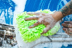 The Rag Company - Premium Chenille Microfiber Knobby Wash Mitts - Perfect for Car Washing and Detailing; Scratch-Free, Lint-Free, Double-Sided, Plush, and Absorbent; Lime Green (2-Pack)