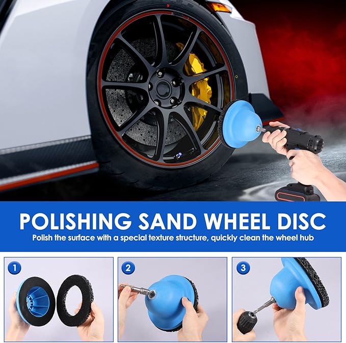 6" Wheel Hub Resurfacing Kit with Drill Adapter, Tire Change, Quick Rust Removal for Lug Studs and Rotors, Automotive Maintenance Tool(1set)