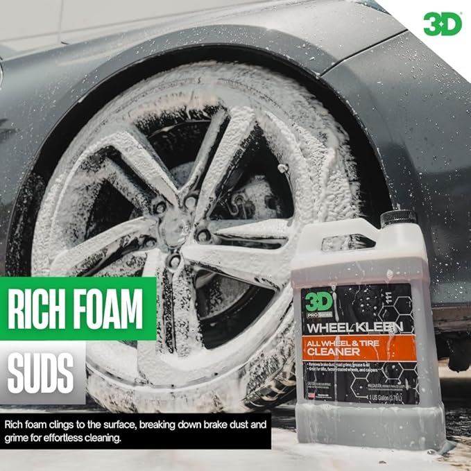 3D Wheel Kleen - High-Foaming Wheel & Tire Cleaner, Removes Brake Dust, Road Grime & Grease, Safe for All Factory Wheels & Calipers, Professional-Grade, 16oz