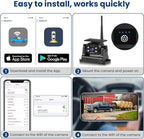 WiFi Magnetic Solar Wireless Backup Camera for Trucks/RV/Trailer, 1080P Rechargeable Rear View Camera Hikity, IP68 Waterproof Reverse Cam, Nigh Version/Type-C Charge/Easy Install, Support iOS&Android