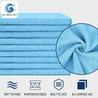 GLIMGLINT Blue Microfiber Cleaning Cloth,150PK Reusable Cleaning Rags,Highly Absorbent Shop Rags Bulk,All-Purpose Car Cleaning Towels for TV Screen, Kitchen, Bathroom, Restaurant, Garage, 14"X12"