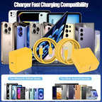 USB C Fast Charger for iPhone 17/ Air/16/15 Pro Max,2Pack 10FT Type C Charger Block & Cable, PD 3.0 Super Fast Charging for iPad Pro MacBook Air/Pro M1/M2, AirPods-Yellow