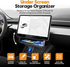 Canvcle Hidden Under Screen Storage Box for 2016-2026 Tesla Model Y/Model 3 Accessories,One‑click open & Silent Damping Slides Center Console Organizer (Fit New Model Y Juniper/Model 3 Highland)