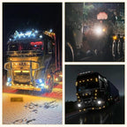 dreamdragon 2PCS Amber 17 LED Watermelon Lights with Dual Function, Stop/Turn Signal & Marker, Stainless Steel Bezel for Freightliner, Ke-nw-or-th, Peterbilt, and Heavy Trucks