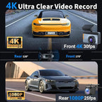 4K Dual Channel Dash Cam Front and Rear, Free 64GB Card Included, 5.8GHz WiFi Dash Camera for Cars, Built-in GPS, G-Sensor, 170°Wide Angle, 3" IPS Screen, 24H Parking Mode, Support 512GB Max