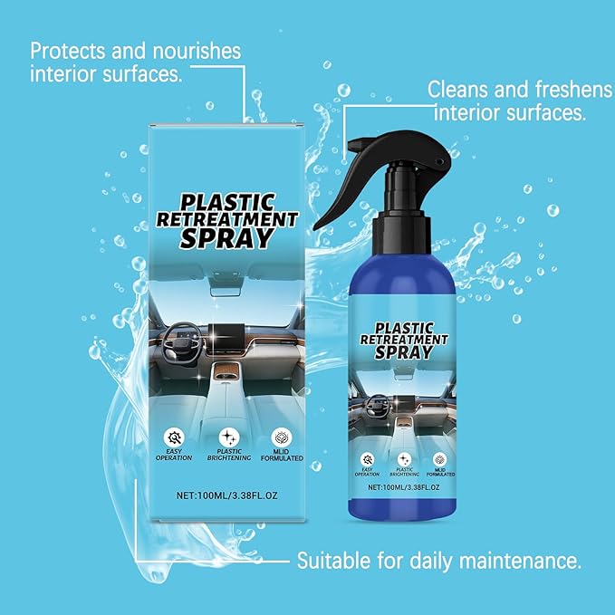 Plastic Restorer for Cars, Car Trim Restorer, Auto Detailing for Refreshing Faded Plastic, Leather, Vinyl and Rubber Trim with Polish, Long Lasting Care (2Pcs)