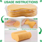 Vesici 24 Pack Car Wash Sponges Large Sponges Bulk Big All-Purpose Scrubber Thick Foam Car Cleaning Supplies for Washing Boat Kitchen Household with Single Vacuum Compressed Packing (Earthy Yellow)
