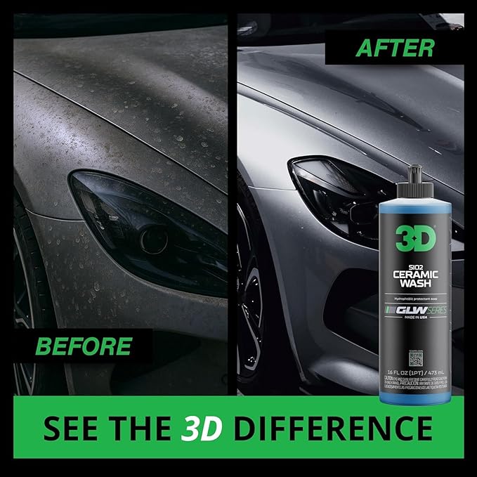 3D SiO2 Ceramic Wash & Wax Soap - 1 Gallon - pH Neutral Car Shampoo with Hydrophobic Protection & Deep Gloss | SiO2 Coating | Scratch-Free Detailing