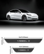 LED Door Sill Lights for Tesla Model 3 2017-2025 Accessories, ABS Scratch-Resistant Sill Protector with 7-Color RGB Lighting, Battery Powered Model 3 Pedal Mood Lamp, Carbon Fiber, 4PCS
