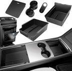 5Pcs Center Console Organizer Tray Compatible for Tesla Model Y Accessories 2024-2021 Armrest Hidden Drawer Storage Box Cup Holder (Not Compatible for Model 3 Highland & Model y Juniper)