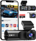 Dash Cam Front and Rear, 2.5K+1080P+1080P 3 Channel Dash Cam with 32GB Card, Wi-Fi Dash Camera for Cars, G-Sensor, Night Vision, 24H Parking, Loop Recording, 1.97”IPS, Support 256GB