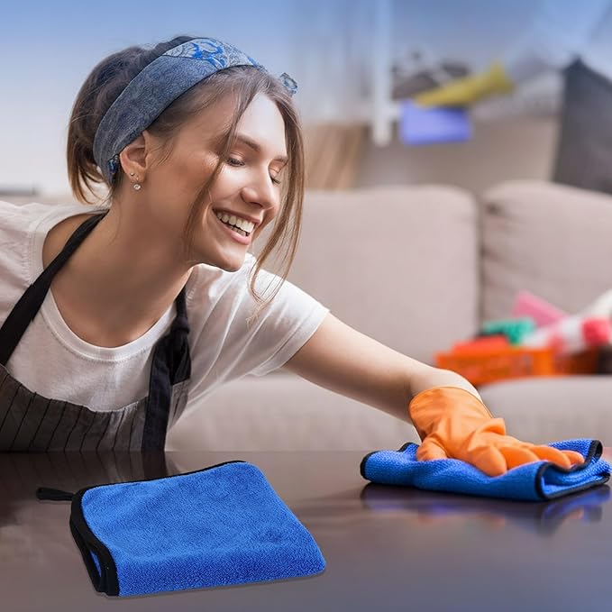 Tallew 80 Pcs Microfiber Towels:16"x16" Microfiber Drying Towels Bulk Micro Fiber Car Cleaning Cloth for Cars Drying Washing Polishing Office Windows Cleaning Household Supplies (Blue)
