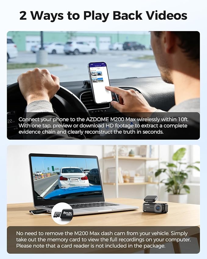 AZDOME 4K Dash Cam Front, Voice Control Dash Camera for Cars, WiFi 6 Mini Dashcam with APP Live Chat Support, Car Camera, Loop Recording, G-Sensor, 24H Parking Mode, Support 256GB Max Easy to Install