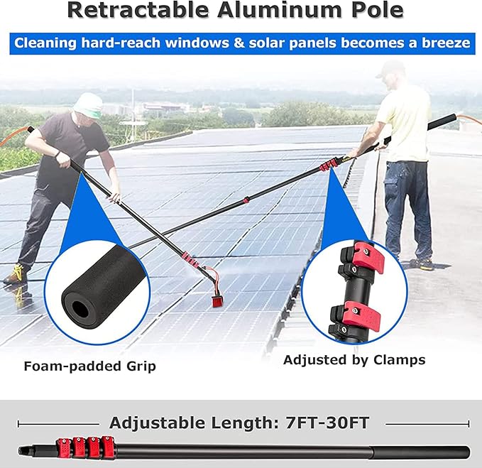 Photovoltaic Panel Cleaning Brush,High-Altitude Cleaning Brush,with Extension Pole,Water Fed Pole Brush Tool,Telescopic Window Cleaning Tools,3.6M (3.6M)