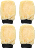 HARFINGTON 4pcs Car Wash Mitts 9" x 5" Scratch Free Wash Gloves Absorbent Double Sided Plush Cleaning Drying Mitts for Car Washing Home Clean Yellow