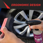 Maxshine Tire Dressing Applicator, Curved Foam Pad 10x4cm, Red & Black | Ergonomic Grip, High-Density Non-Abrasive | Even Tire, Trim & Wax Application