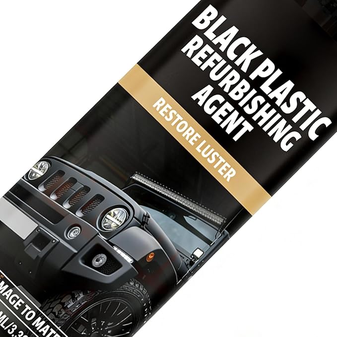 Car Black Trim Restorer, Sturdy Protective Formula, 100ml, Interior Trim Polish, Dashboard Shine Restorer, Long-Lasting Shine With Gloves And Sponge, For Dashboards, Panels, Bumpers, Or Other Interior