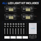 4 Pods 6500k White Rock Lights, IP68 Waterproof 36 LEDs SMD Chips Underglow Kit for Truck Pickup SUV UTV ATV RZR Car Boats