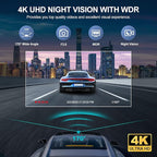 3 Channel 4K Dash Cam with 5GHz WiFi & APP Control, 4K+1080P+1440P Dash Cam Front and Rear Inside with 64GB Card, Dash Camera for Cars with Night Vision, Loop Recording, G-Sensor, 24H Parking Mode