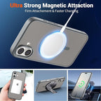 SUPFINE Magnetic for iPhone 16 Case (Compatible with MagSafe) (Military Grade Drop Protection) Translucent Matte Shockproof Phone Cover,Gray