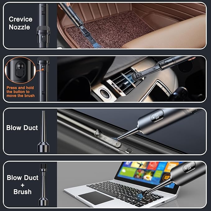 Cordless Car Vacuum Cleaner 14000Pa, Handheld Vacuum Portable Dust Buster Vacuum Small Vacuum Cleaner for Vehicle,Pet,Home, LED Display & Lightweight & Low Noise & Rechargeable